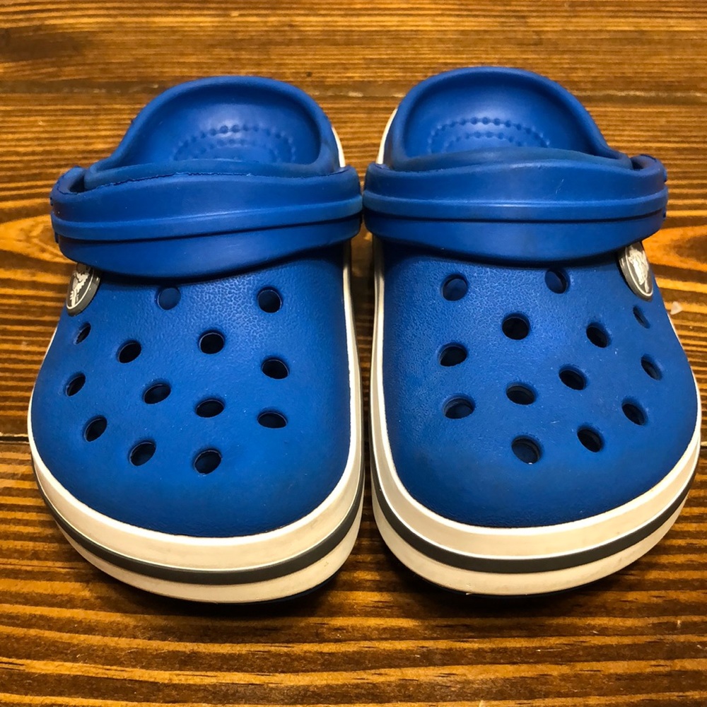 CROCS Blue, White and Gray Children’s Size 8